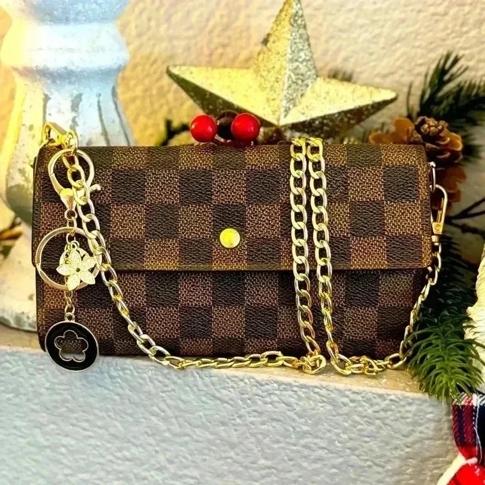 Louis Vuitton Damier Ebene Trifold Wallet converted Crossbody